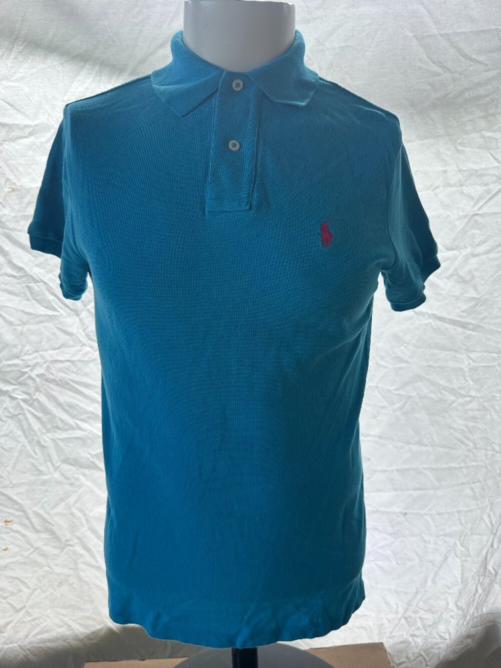 Ralph Lauren Custom Fit Men's Blue Polo Shirt Size Small 2 Button